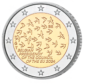 Zwei Euro Kursgedenkmünze Belgien 2024 bankfrisch, EU-Ratspräsidentschaft