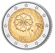 Zwei Euro Kursgedenkmünze Estland 2024 bankfrisch, Kornblume