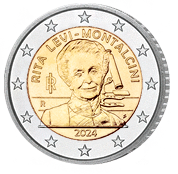 Zwei Euro Kursgedenkmünze Italien 2024 bankfrisch, Medizin-Nobelpreisträgerin Rita Levi-Montalcini
