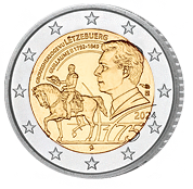 Zwei Euro Kursgedenkmünze Luxemburg 2023 bankfrisch, 175. Todestag Großherzog Guillaume II.